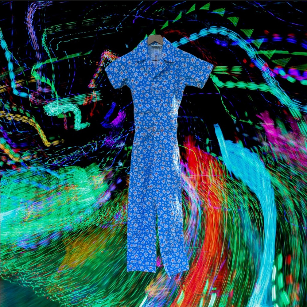 Big Bud Press Blue Lazy Daisy Short Sleeve Jumpsuit Size XXS